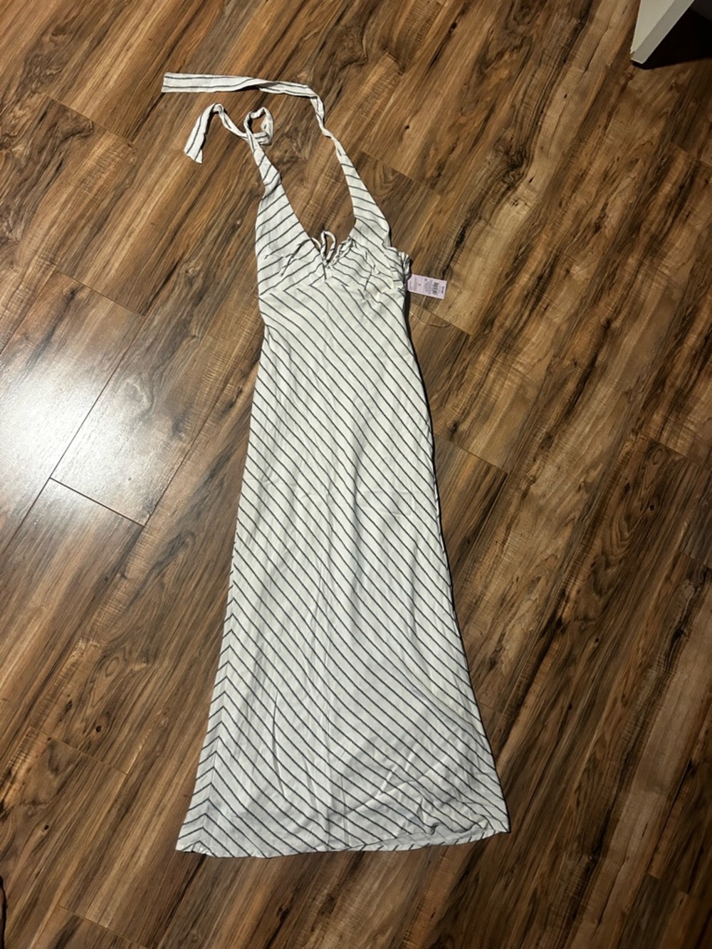 Wild fable Halter Striped Maxi Dress in White and Black